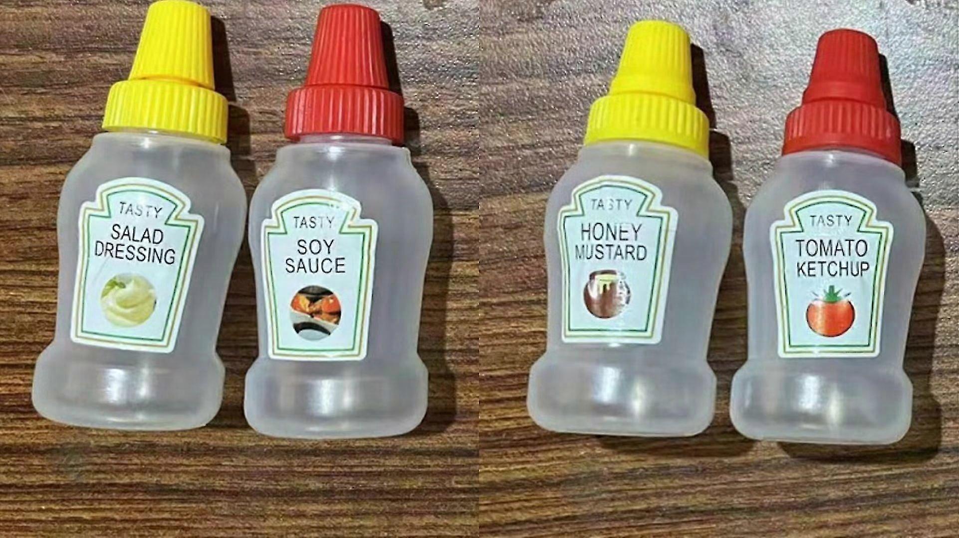 Plastic Squeeze Bottles for Condiments, Ketchup, Sauce - Pack of 4 (125ml)