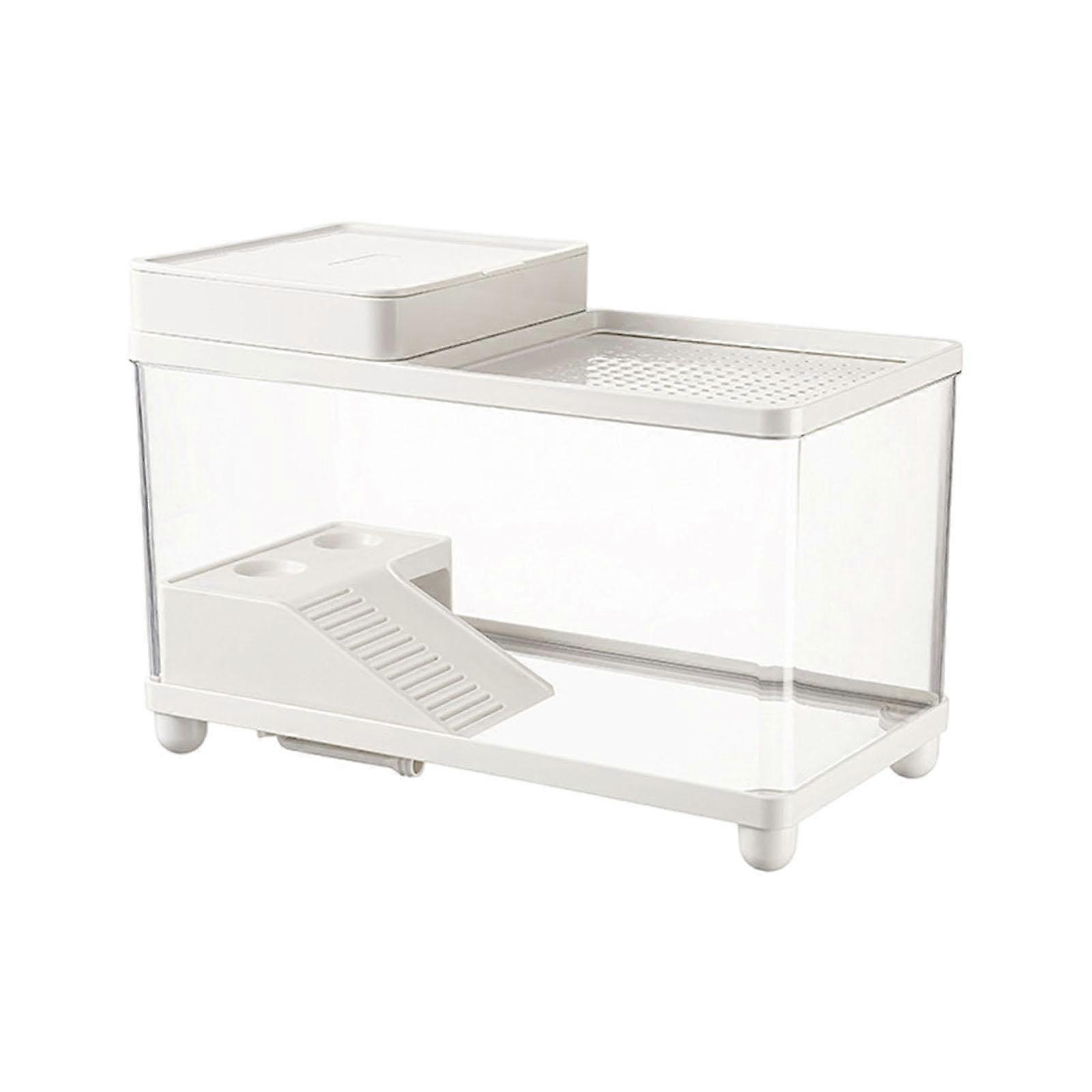 Reptile Habitat Tank with Exercise Area for Tortoises and Frogs, Large White Enclosure, Durable Plastic Construction