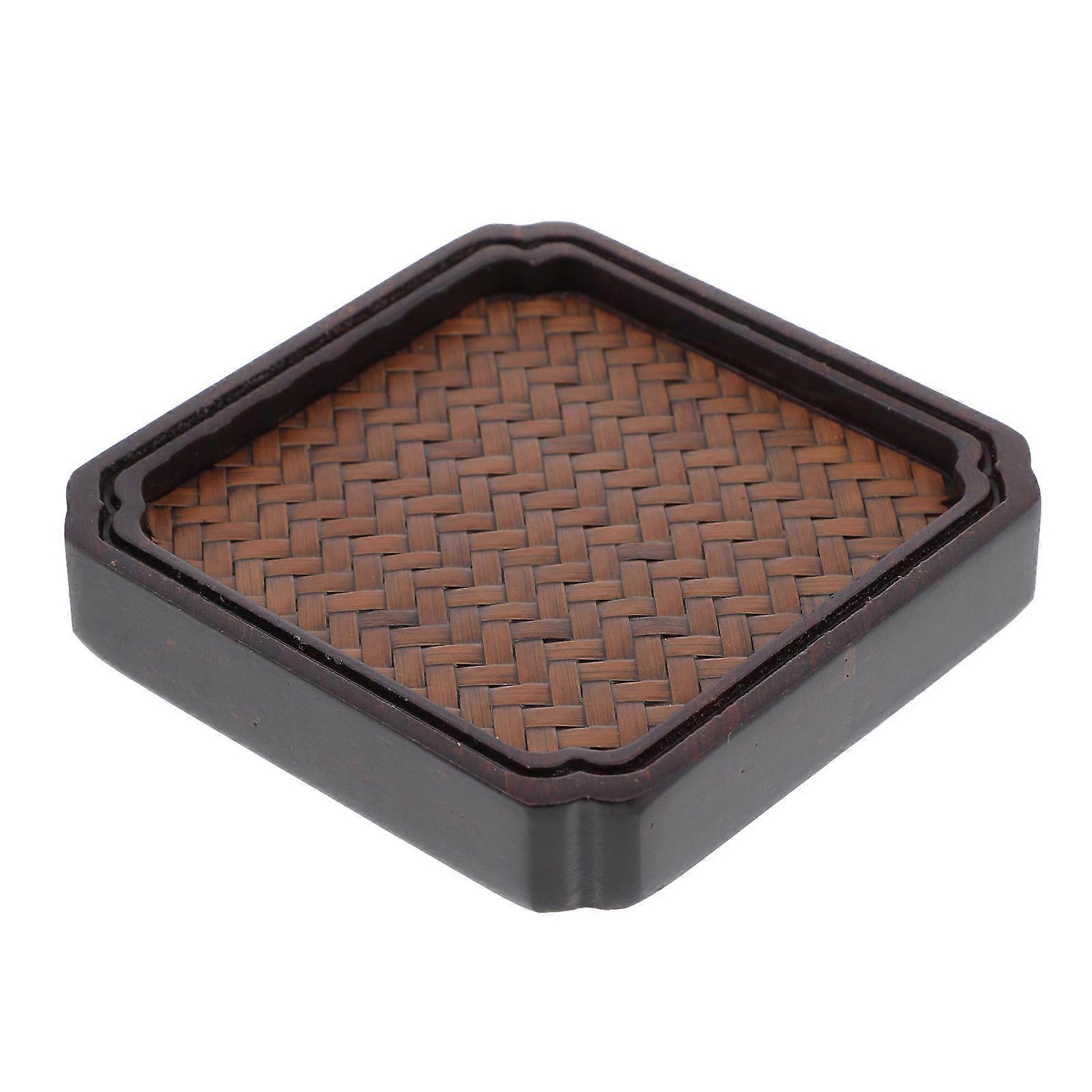 Square Bamboo Coasters Hand-Woven Mat for Home Use Multi Color Foldable 1Set