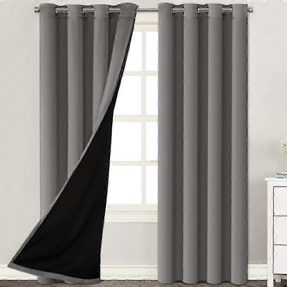 Full Blackout Grommet Lined Curtains And Curtains 100% Blackout Curtains With Black Liner Backing