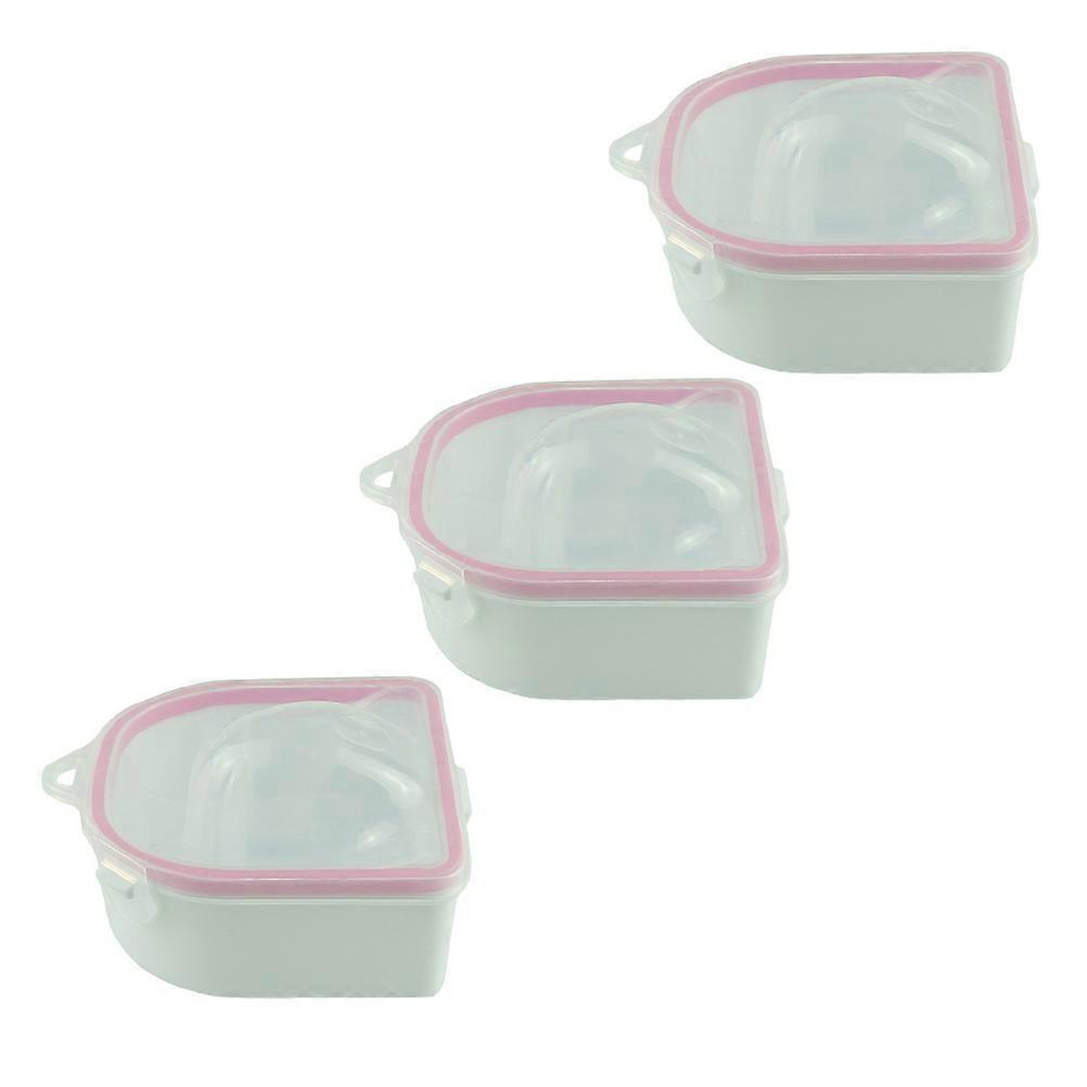Nail Polish Remover Bowl for Manicure Use Acrylic White 3 Pieces Two Layer Soak Bowls