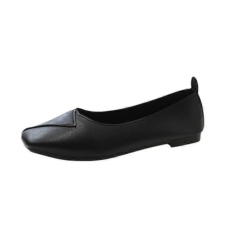 Womens Flat Casual Shoes 2024 Spring New Square Toe Low Heel Slip On