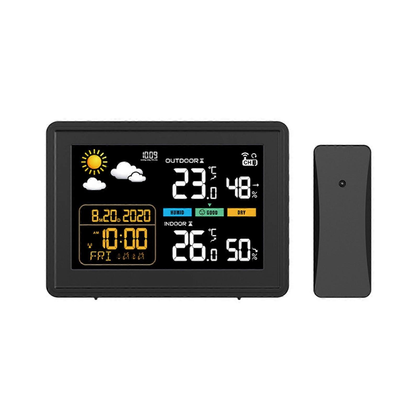 Digital Temperature Humidity Meter Desk Thermometers Hygrometer Gauge LCD Display Weather Stations with Time Alarm Clock Multicolor