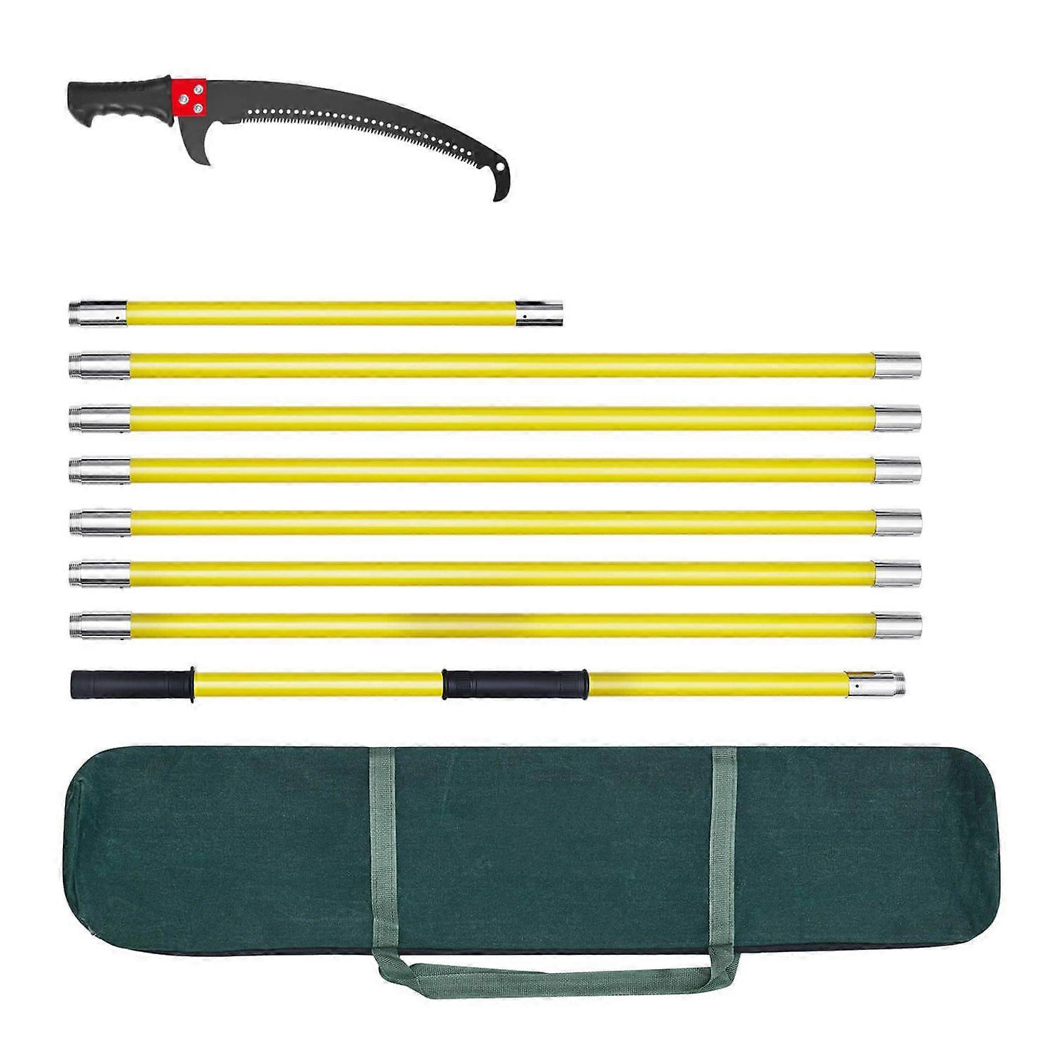 Manual Pole Saw, 117-800 cm Extendable Pole Tree Pruner, Sharp 65Mn Steel Blade, Lightweight Fiberglass Handle Pole