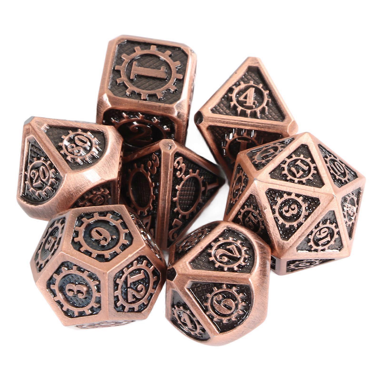 7pcs Board Game Polyhedral Dice Unique Safe Gear Pattern Portable Metal Dice Set for Role Playing