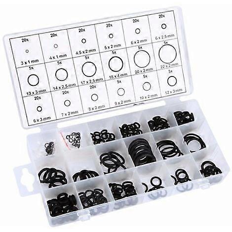225 Pcs O-Ring Seal Assortment 18 Different Sizes 3-22mm Diameter Black Rubber