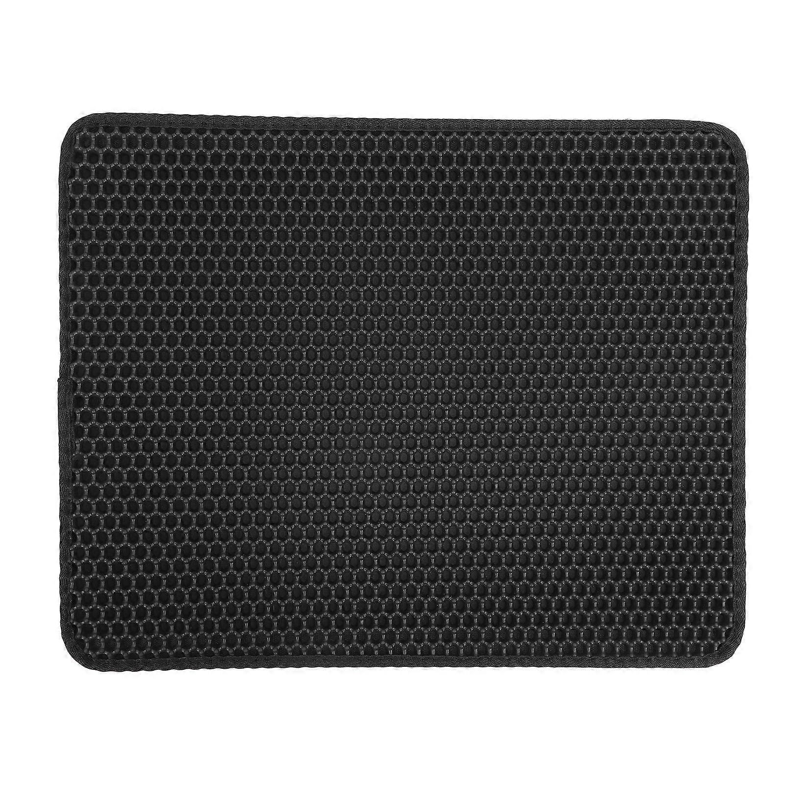 Double Layer Cat Litter Trapping Mat AntiSlip Pet Urine Proof Scatter Control Pad(S )