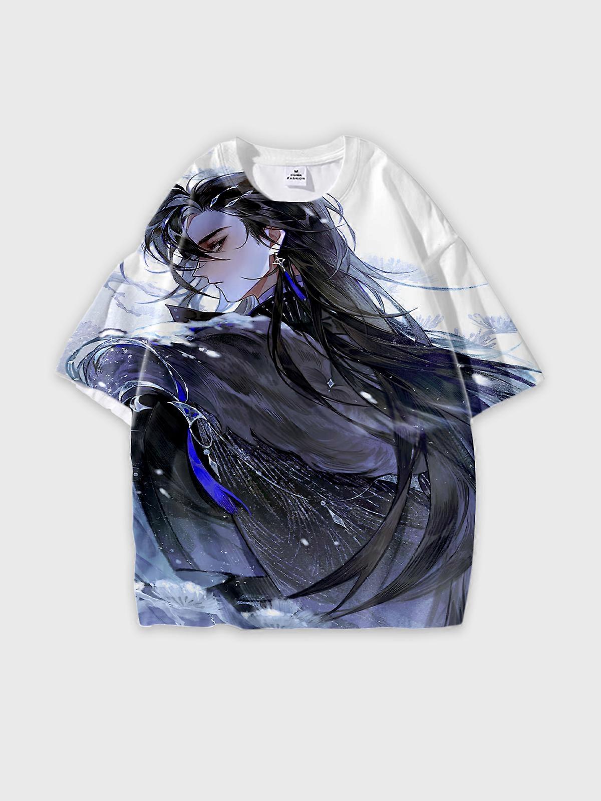 T-Shirt Round Neck, Loose Short Sleeve Pattern Graphic Tee, Unisex Summer Casual Top U2560