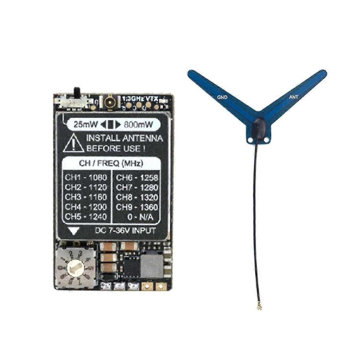 For 1.2G/1.3G 8CH 800mW VTX High-Power Analog Video Transmitter Module for RC FPV Drones 7-30V