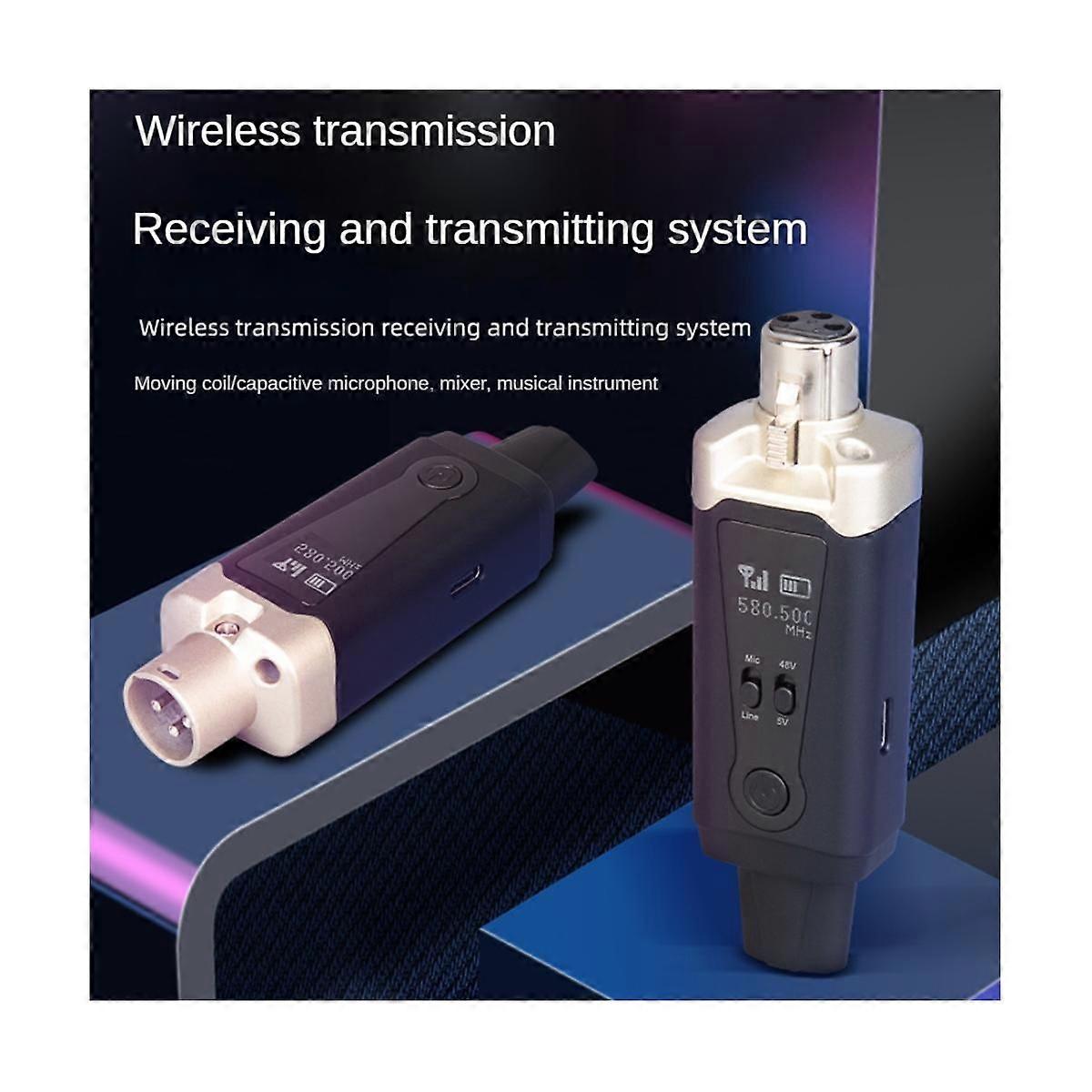 Wireless Microphone System UHF Wireless XLR Transmitter and Receiver for Dynamic Microphone, Audio