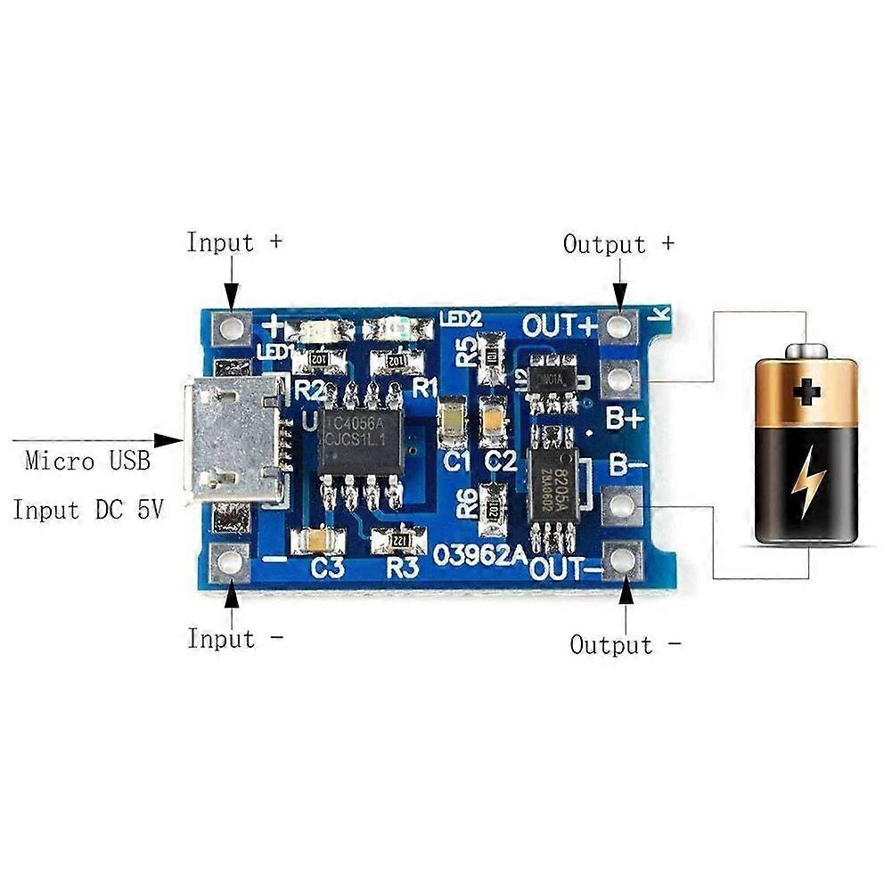 10Pcs 5V 1A 18650 Lithium Battery Charging Board TP4056 Lithium Battery Charging Board -USB Charge