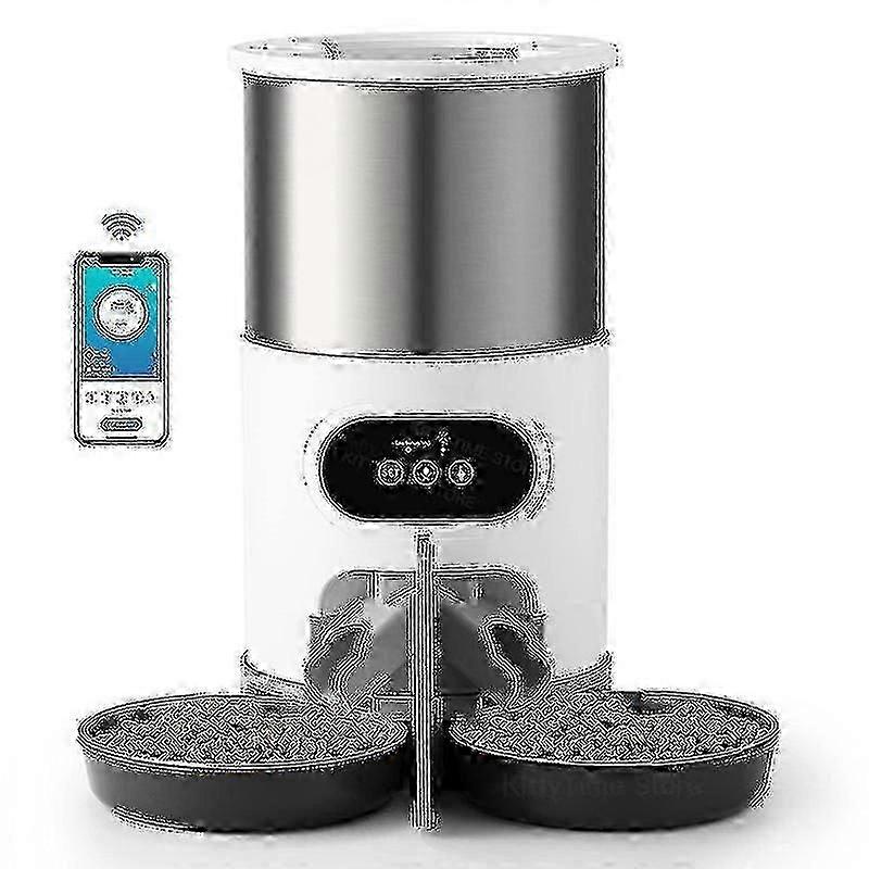 Automatic Dual-Bowl Pet Feeder with WiFi, Timing, and Voice Recorder for - Ideal for Cats & Dogs