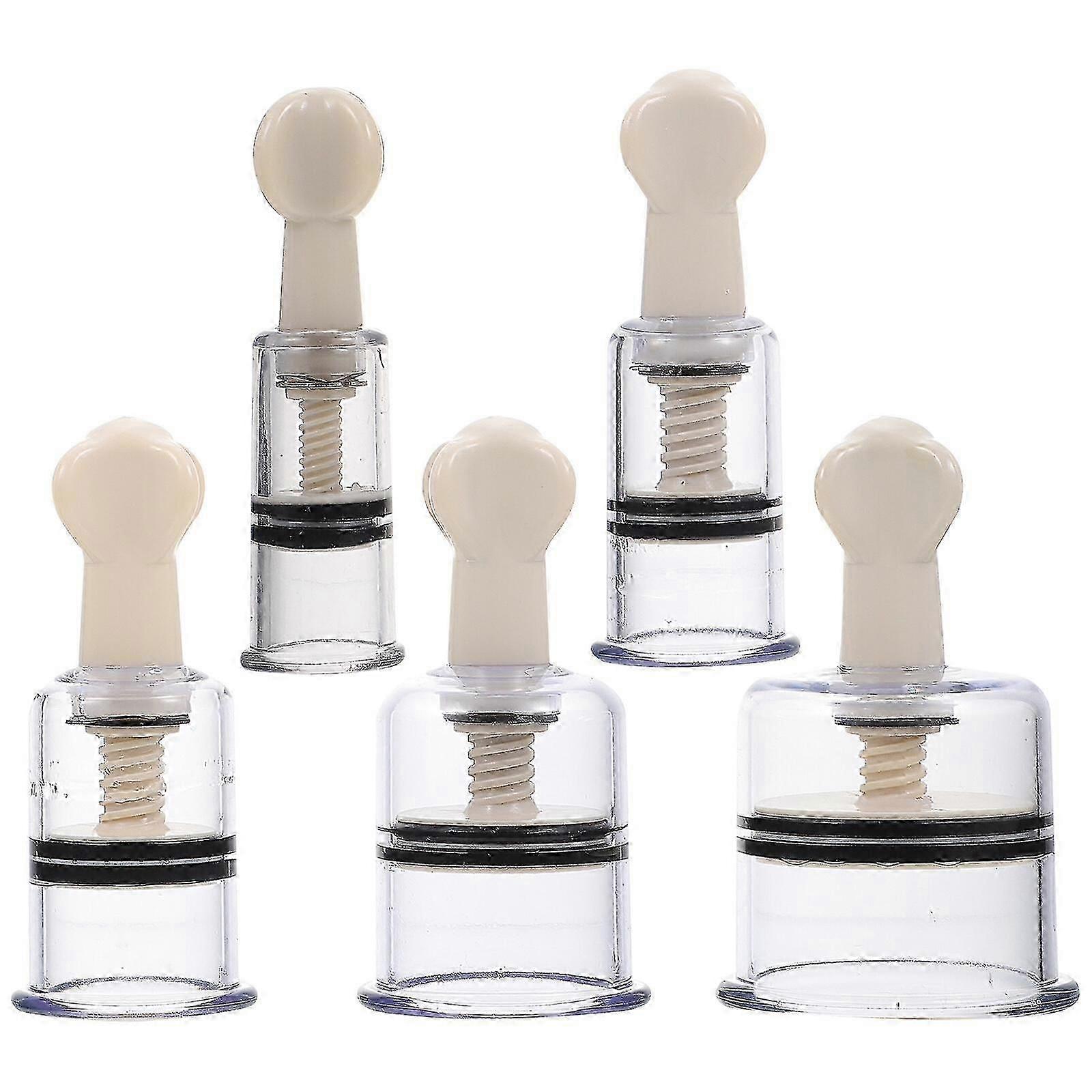 5 Pcs Vacuum Suction Cup Rotating Handle Cupping Relaxation Cupping Inverted Nipple Straightener Nipple Sucker Nipple Massagers