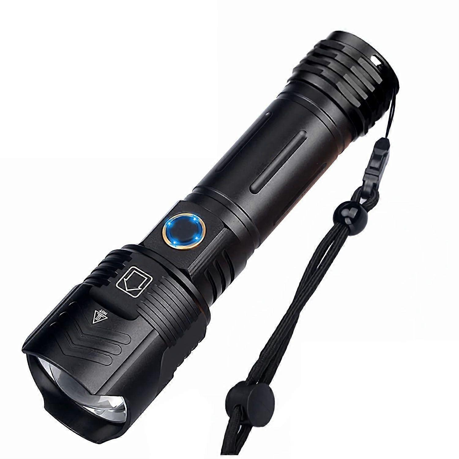 Super Bright Flashlight 1000000 Lumens Rechargeable, Xhp160 Led Tactical Flashlights, 5 Modes, Zoomable, Waterproof, Pocket Handheld Flashlight for Ca