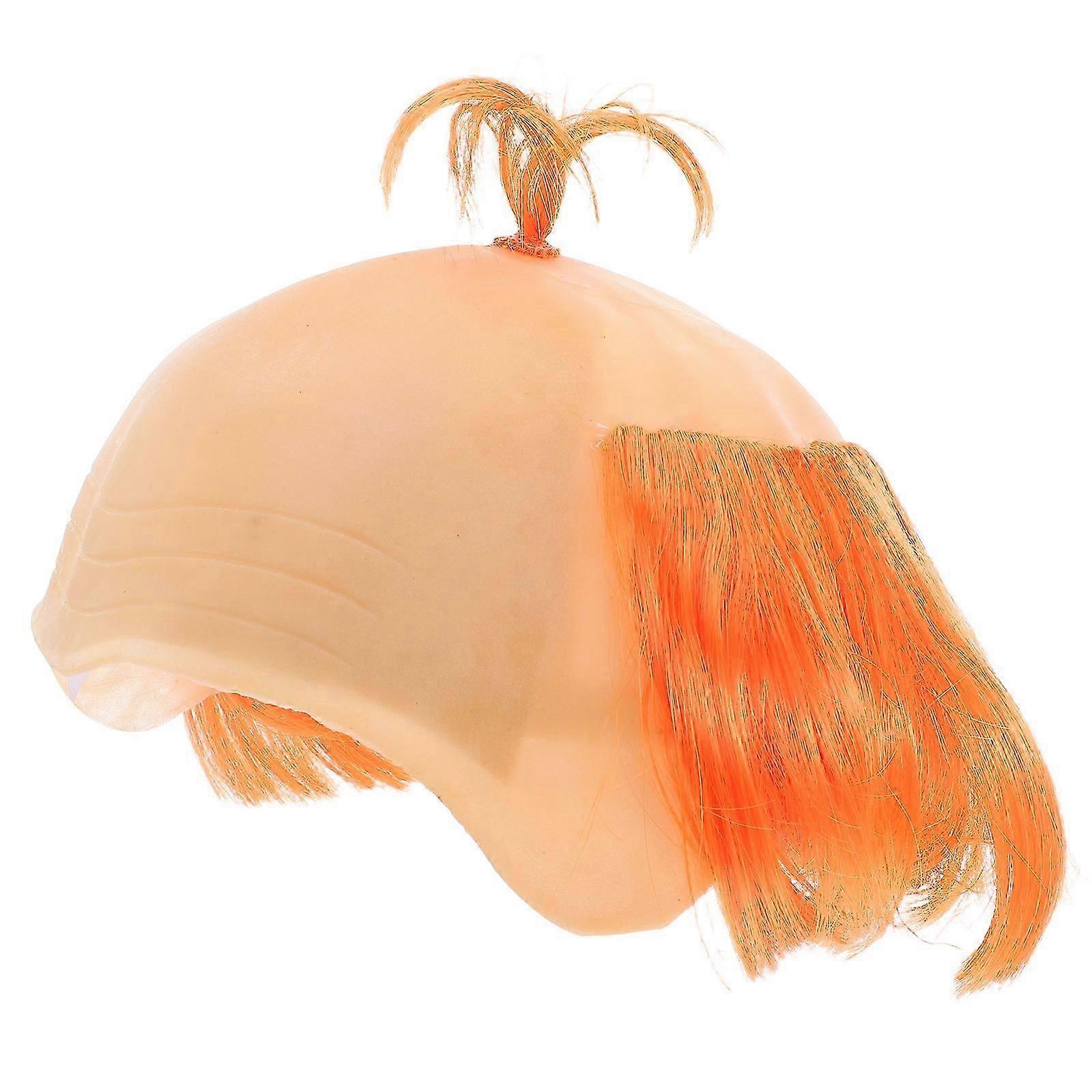 Bald Cap Fancy Dress Bald Head Wig Cosplay Realistic Bald Cap For Men Halloween Parties Easy To Style And Reusable Orange 1Set1