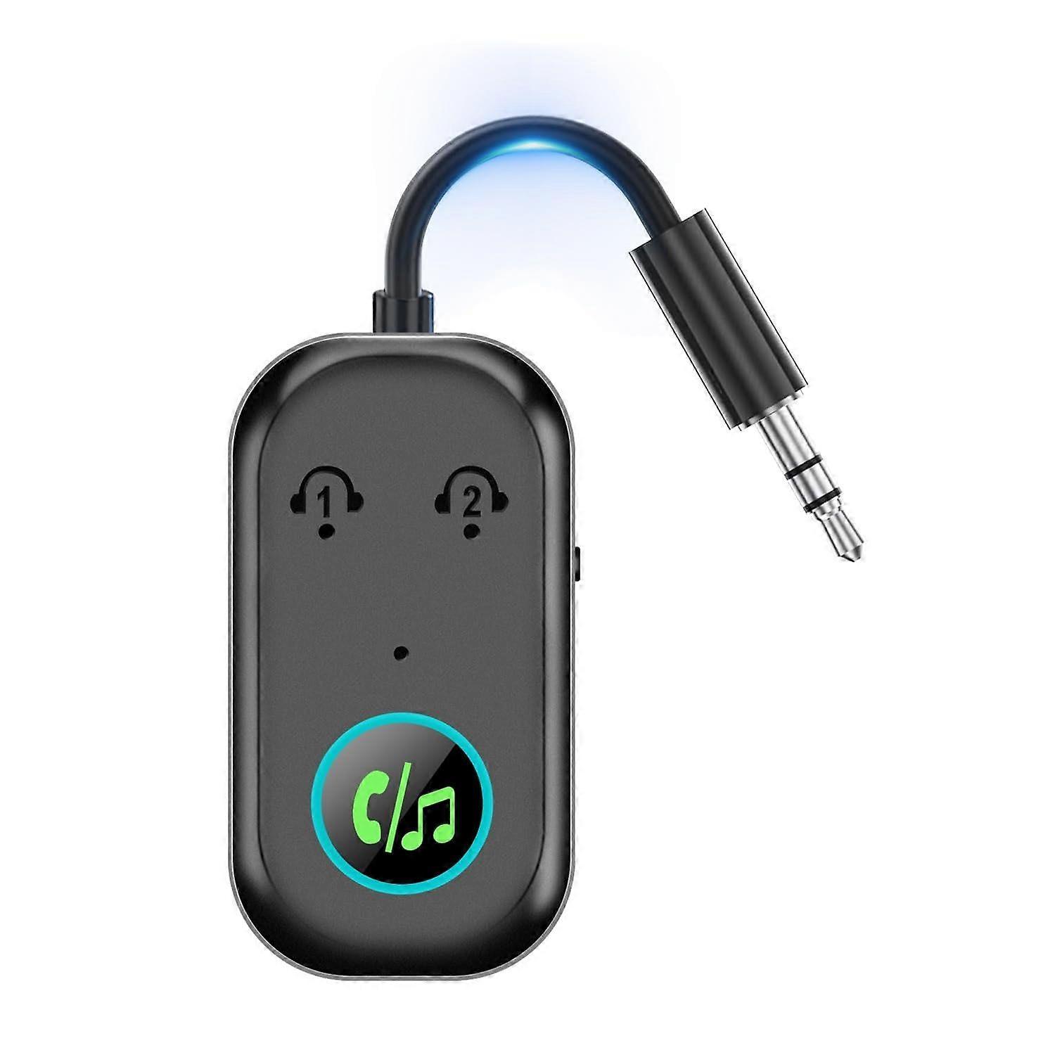 Bluetooth Transmitter Receiver, 3.5MM to Bluetooth 5.3 Transmitter, 2-in-1 Airplane Bluetooth Adapter for Headphone, TV, Airplane, Home Stereo, Speake