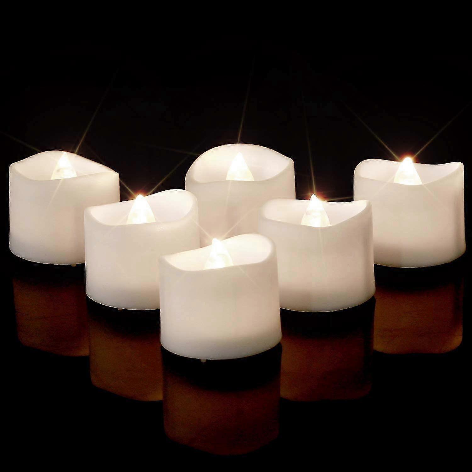 Bright White LED Tea Light Candles, 24pcs Flickering LED Tea Lights