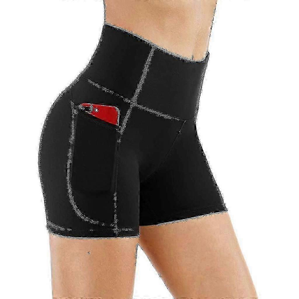 מכנסי רכיבה קצרים במותניים גבוהים לנשים עם כיסים - מכנסי כושר ליוגה וריצה