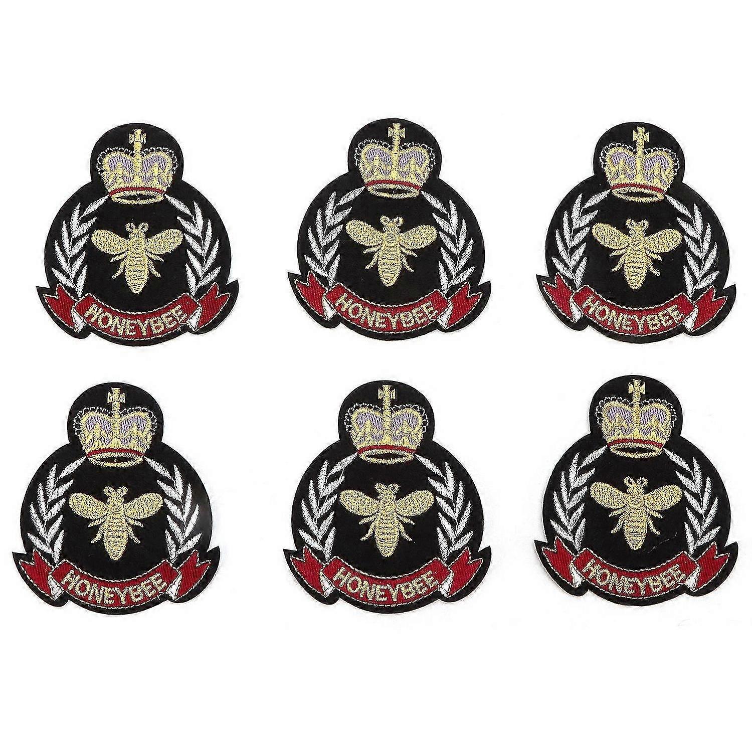2025 Latest Model 6pcs Cloth Patches DIY Embroidery Bee Crown Badge Pattern