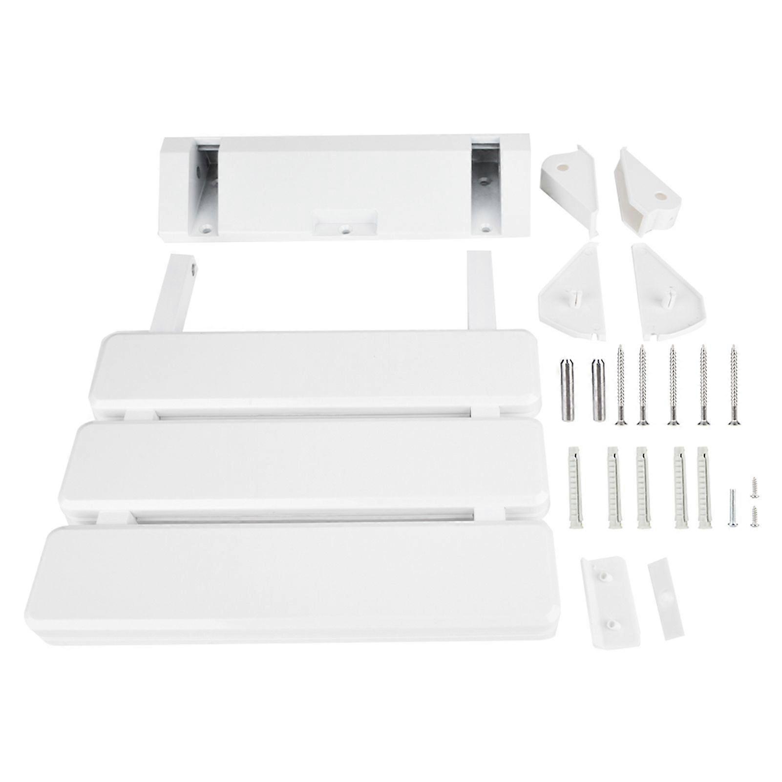 Wall Mounted Drop Leaf Shower Seat Foldable Bathroom Bench for Home Sauna Room Use White