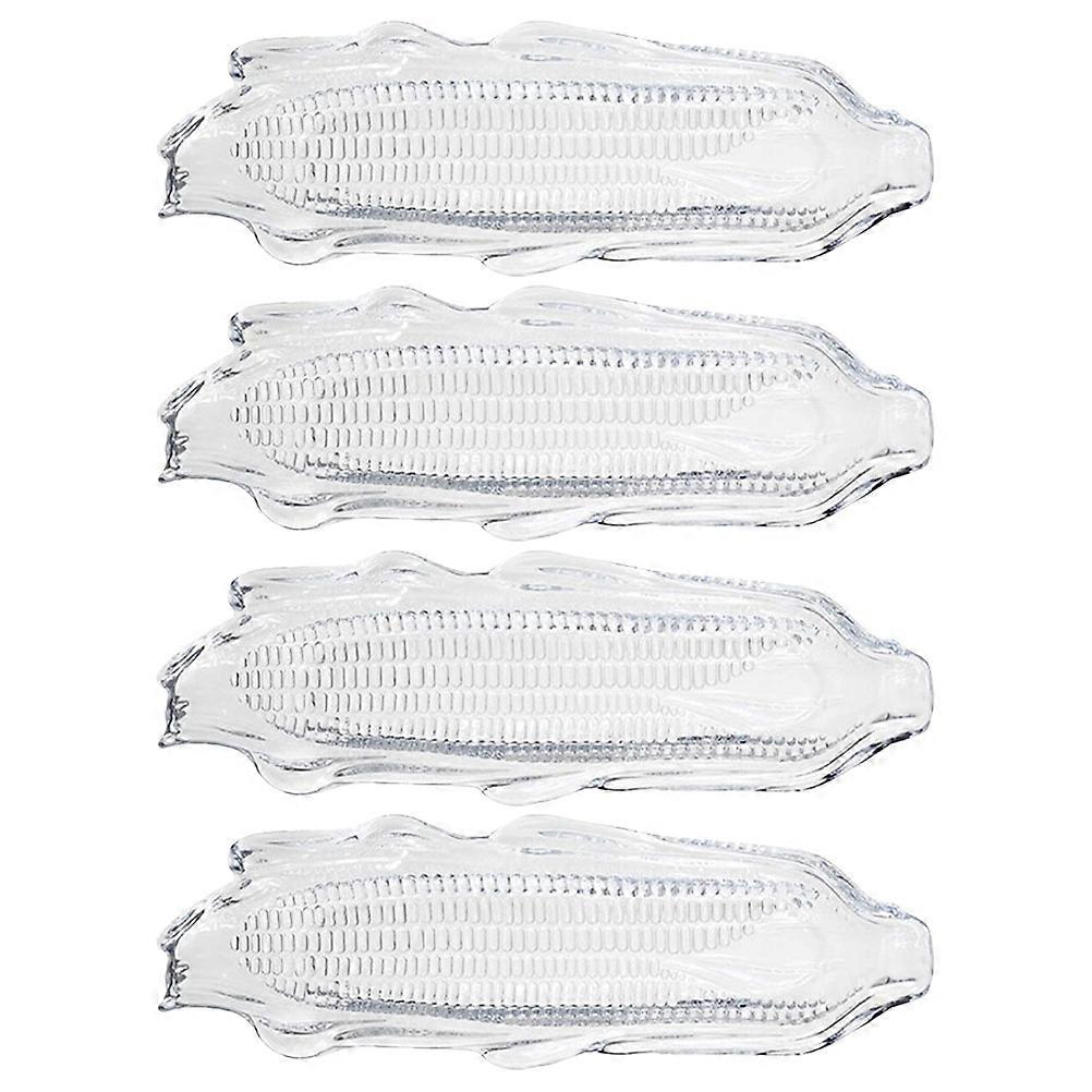 Transparent Corn Tray Corn Dish for Bbq Use 4Pcs Reusable Plates
