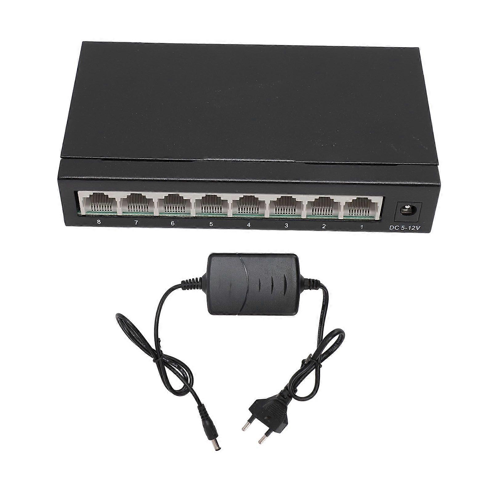 8 Port 10 100Mbps Fast Ethernet Switch Desktop Ethernet Splitter Fanless Quiet Unmanaged Home Network Hub 100240V EU Plug