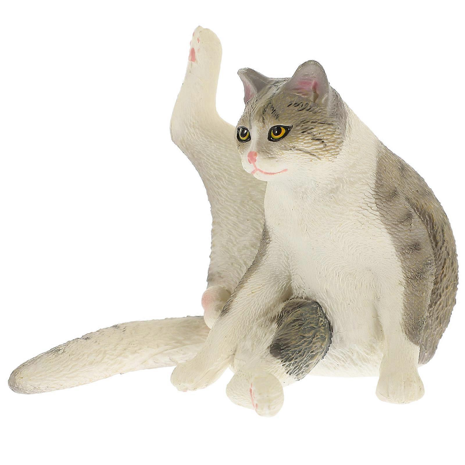 Simulation Cat Figurine Decorative Statue for Home Table 2Pcs