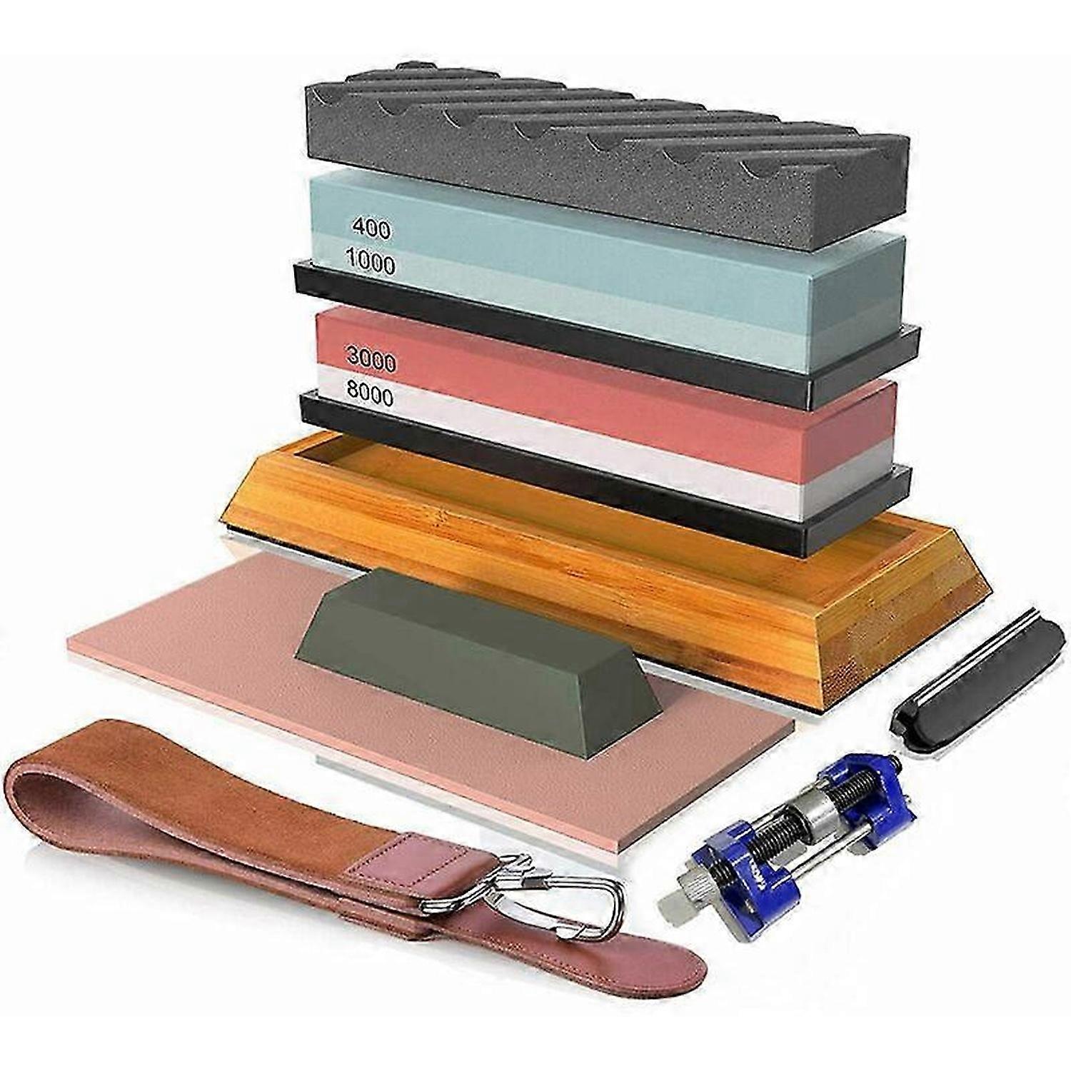 400/1000 3000/8000 Whetstone Prime Cut Sharpening Stone Sharpener Set Non-Slip Base Cutter Sharpener, Sunny
