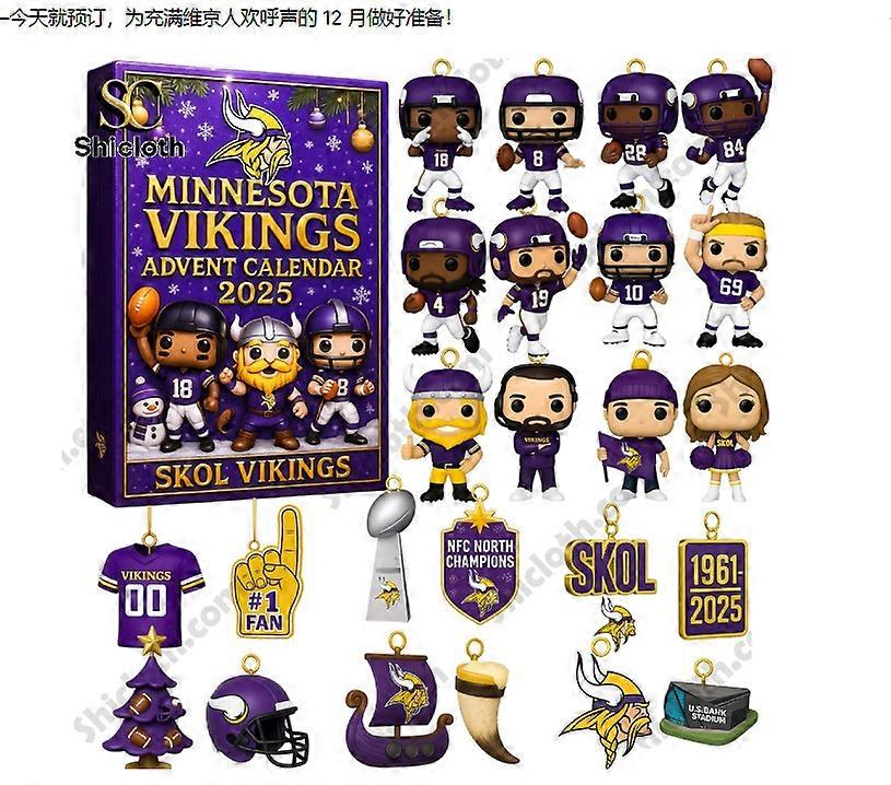 Minnesota Vikings Advent Blind Box Christmas Tree Decoration Acrylic Pendant