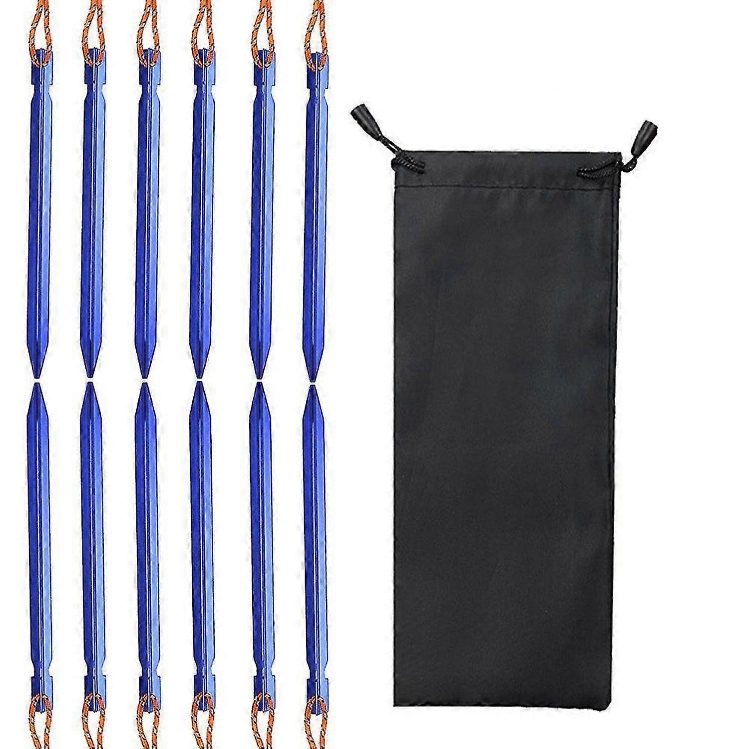 12 Pieces Tent Pegs, Y-shaped Aluminium Alloy Camping Stake Nail with Reflective RopeBlue