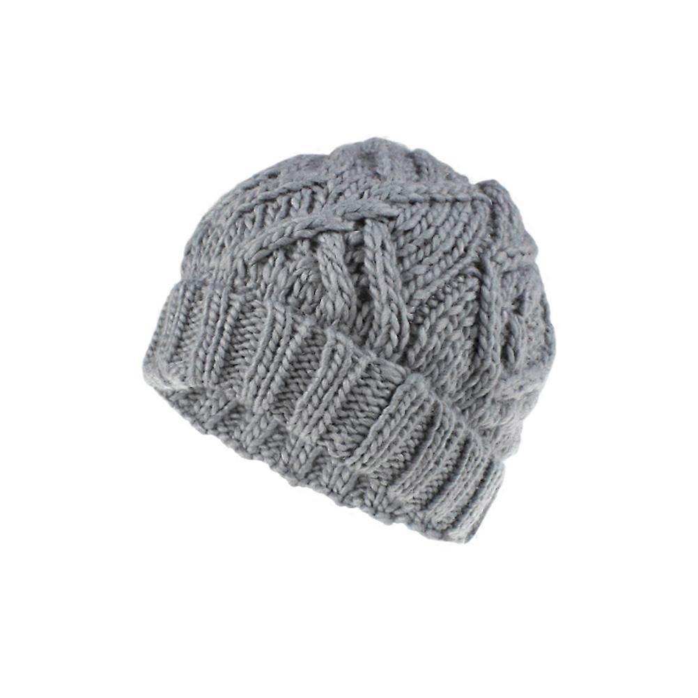 Winter Hat Knitted Hat for Warm Rhombus Pattern Stylish Cap
