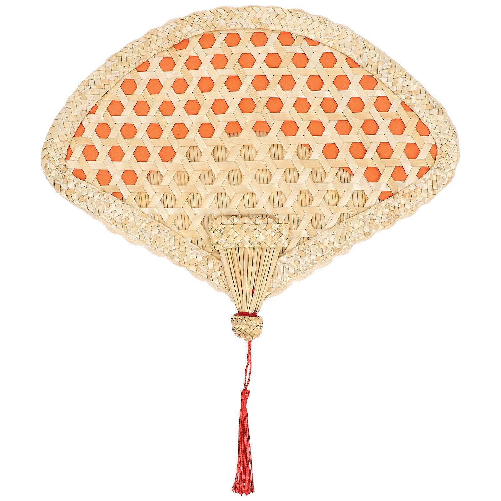 Woven Handheld Fan Handmade Fan for Summer Use 3Pcs Wheat Straw Fans