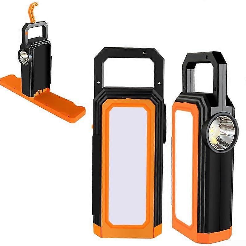 Solar Powered LED Work Light With Built-In Battery And Waterproof Outdoor Durability Orange
