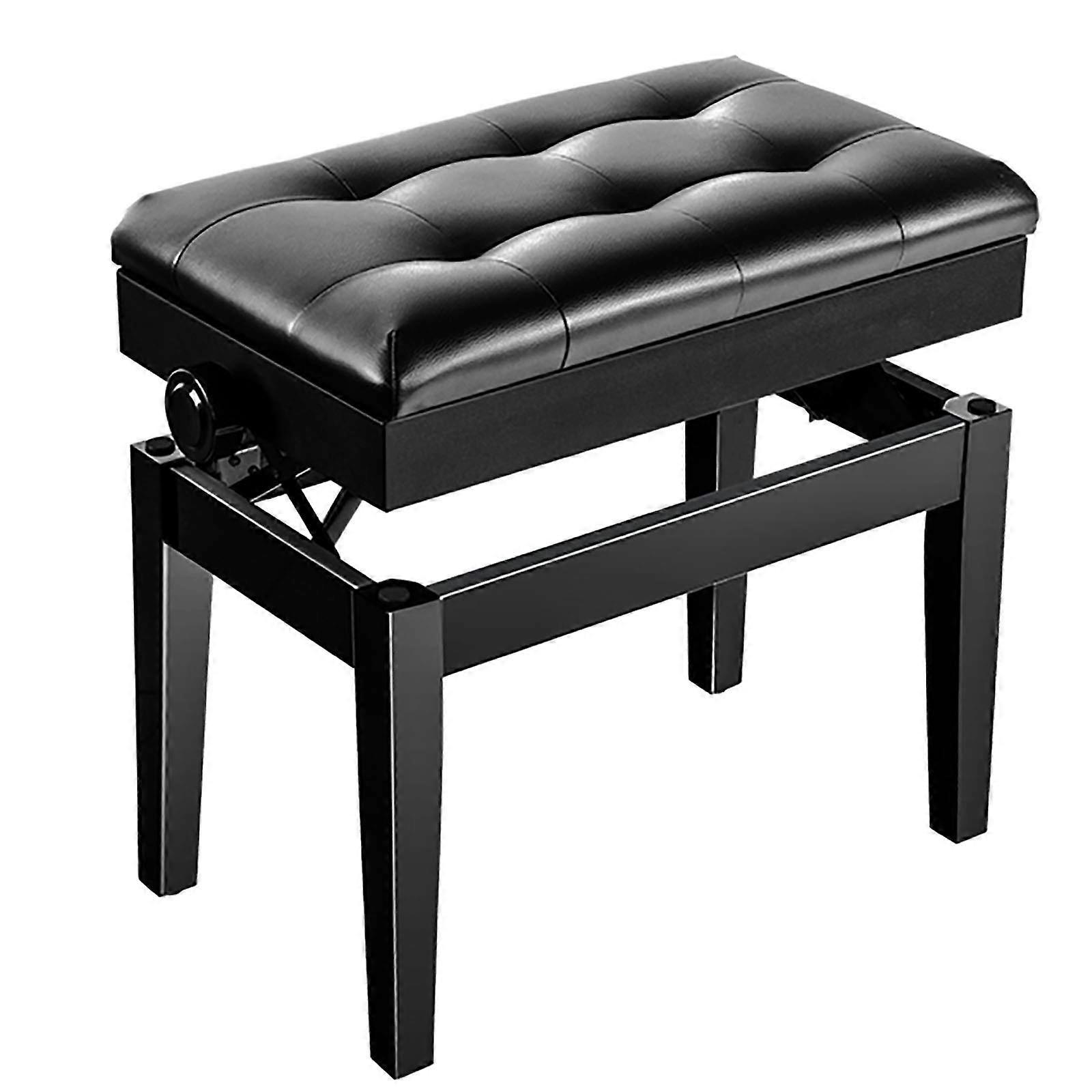 Leather Piano Bench With Storage, Leather, Waterproof, 7Position Height 4856 CM, Single Keyboard Stool