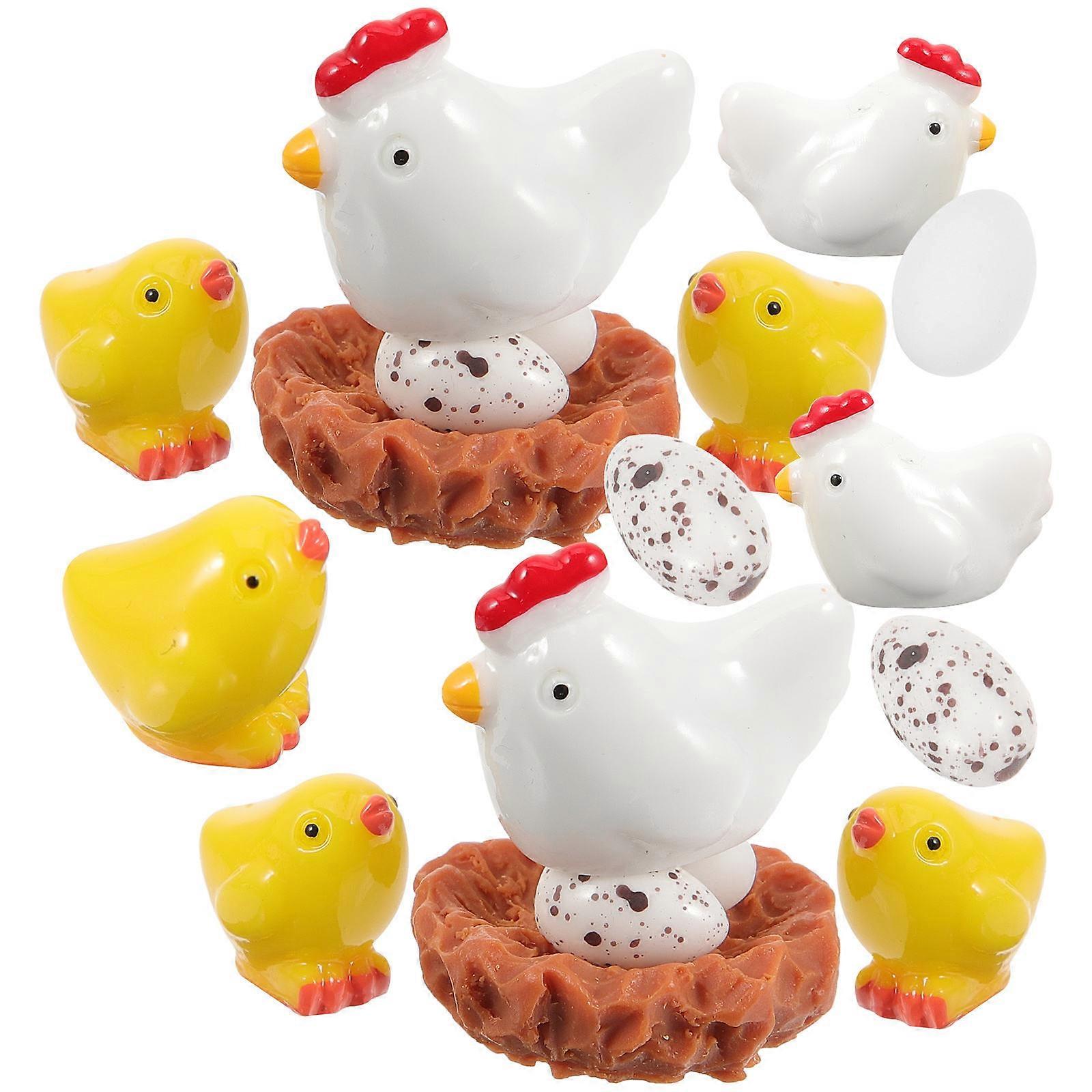 Mini Fairy Chicken Statue Decorative Resin Figures for Garden Use 3Sets