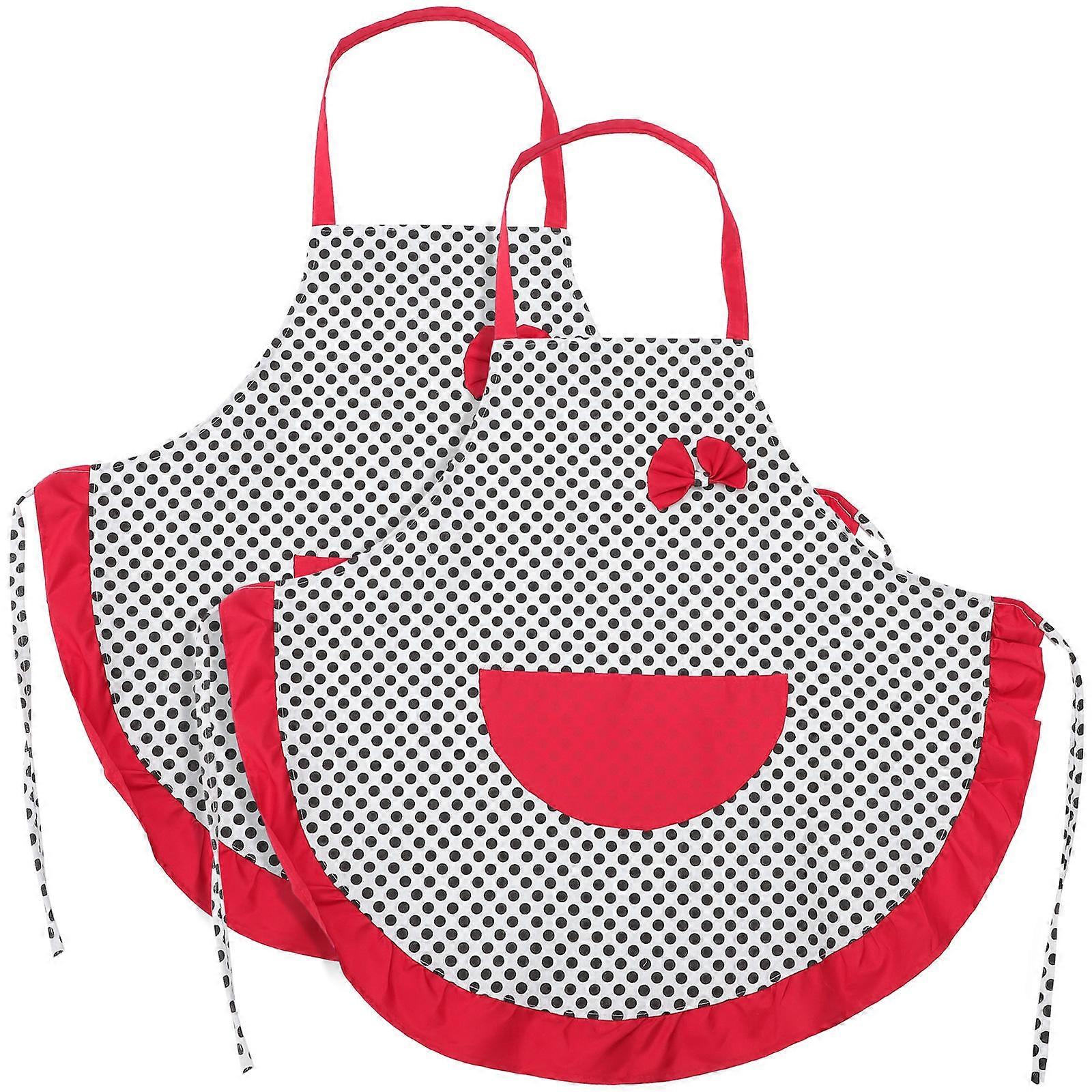 Sleeveless Bowknot Apron for Cooking Use 2Pcs with Pocket