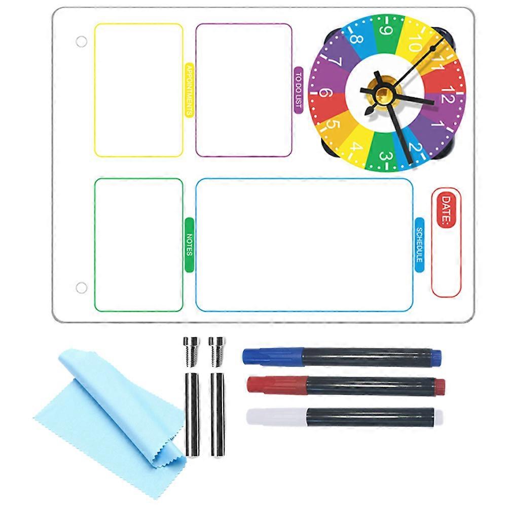 Rectangular Acrylic Dry Erase Board With Clock 20X15CM For Efficient Time Management In Home Or Office 5 Sets