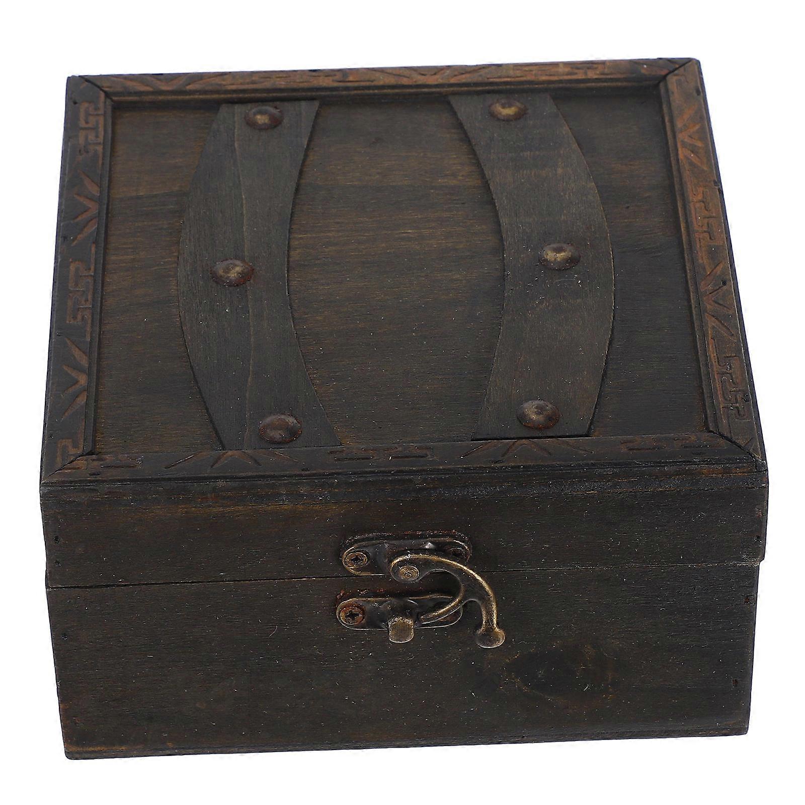 Vintage Wooden Storage Box with Hinged Lid for Party Use