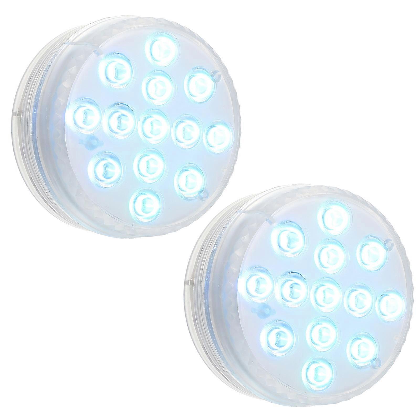 Remote Controlled Underwater Lamp 2 Sets Waterproof Pool Light Ornament For Outdoor Decoration White With Timed Function