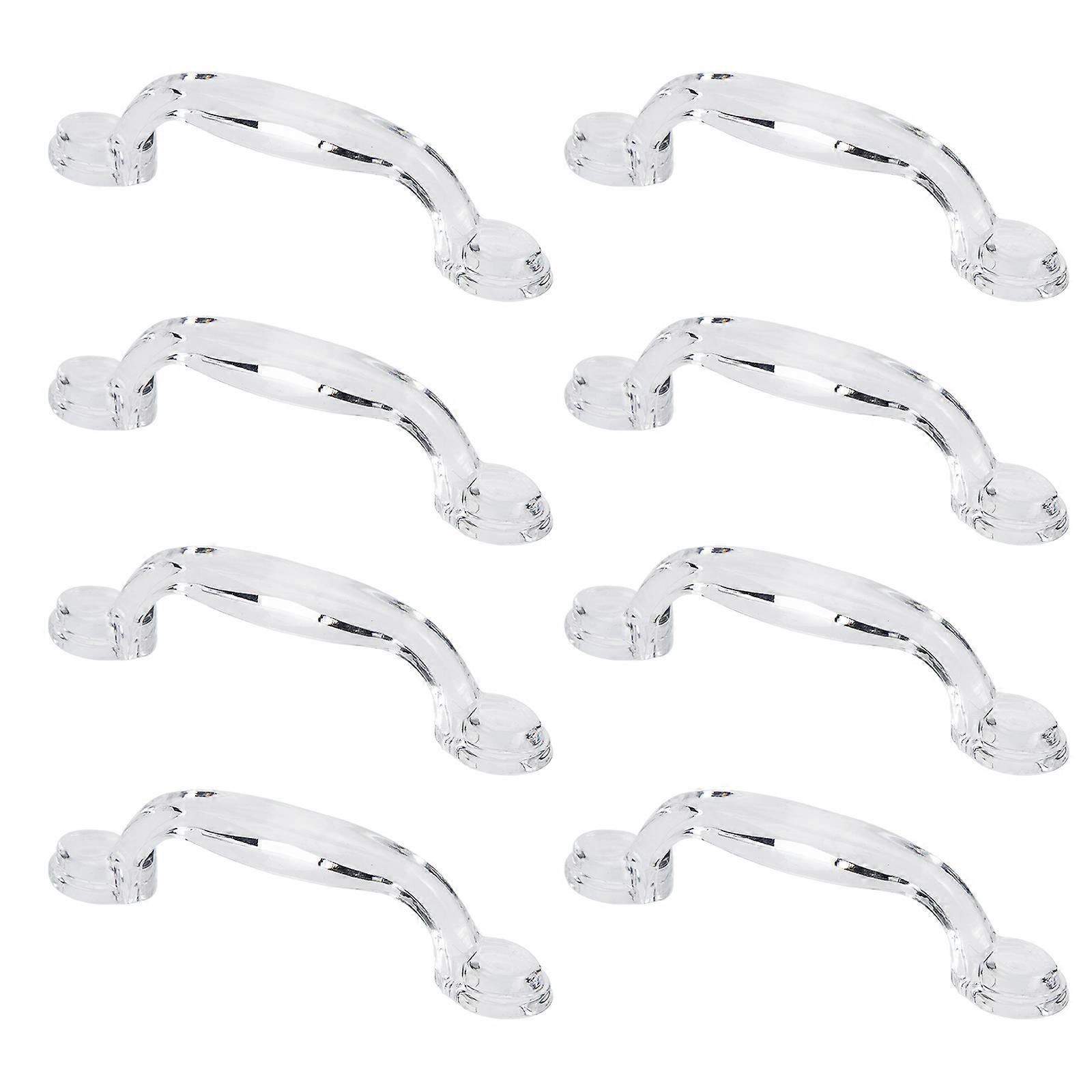 Arc Shape Door Pull Handles Acrylic Cabinet Furniture Knobs Corrosion-Resistant 8Pcs