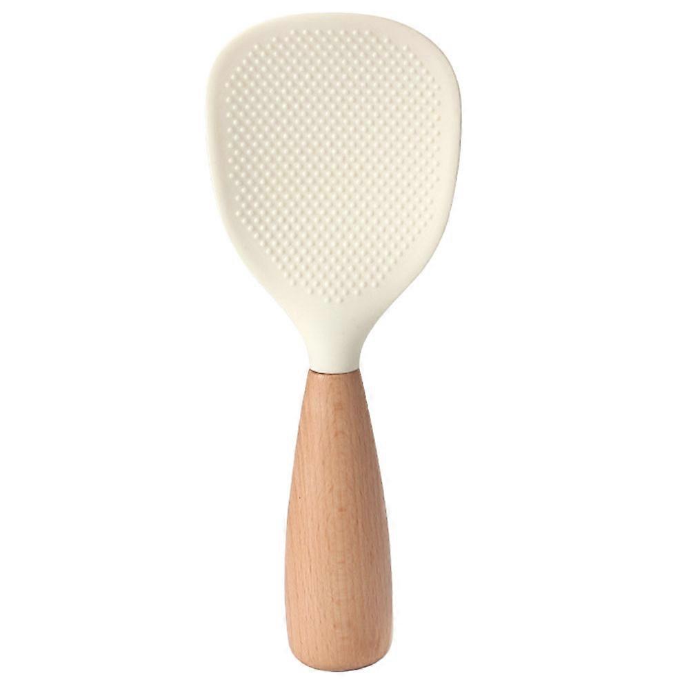 Rice Paddle Standing Spoon for Kitchen Use 5Pcs Silicone and Wooden White