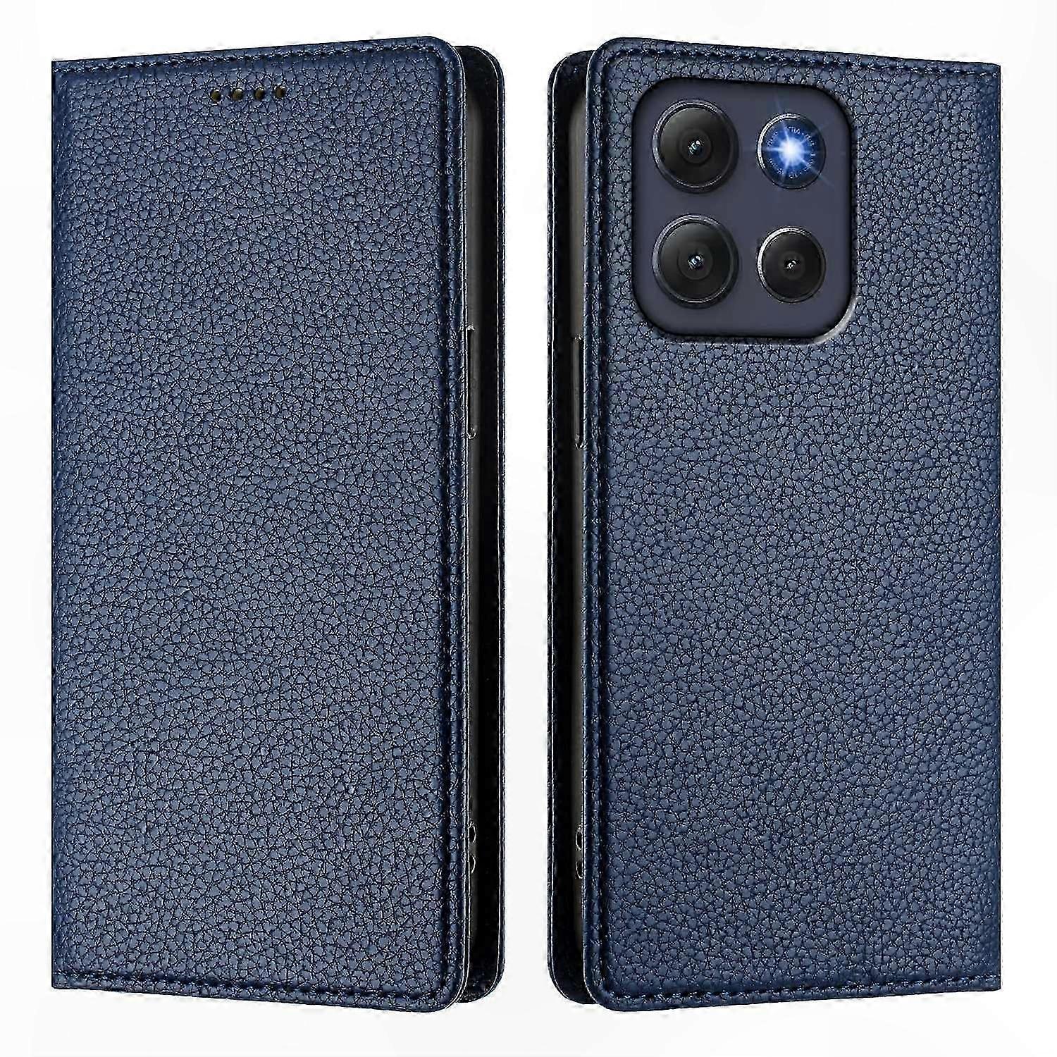 Orange RFID Blocking Wallet Case with Litchi Texture for Moto G86 5G - Leather Mobile Cover