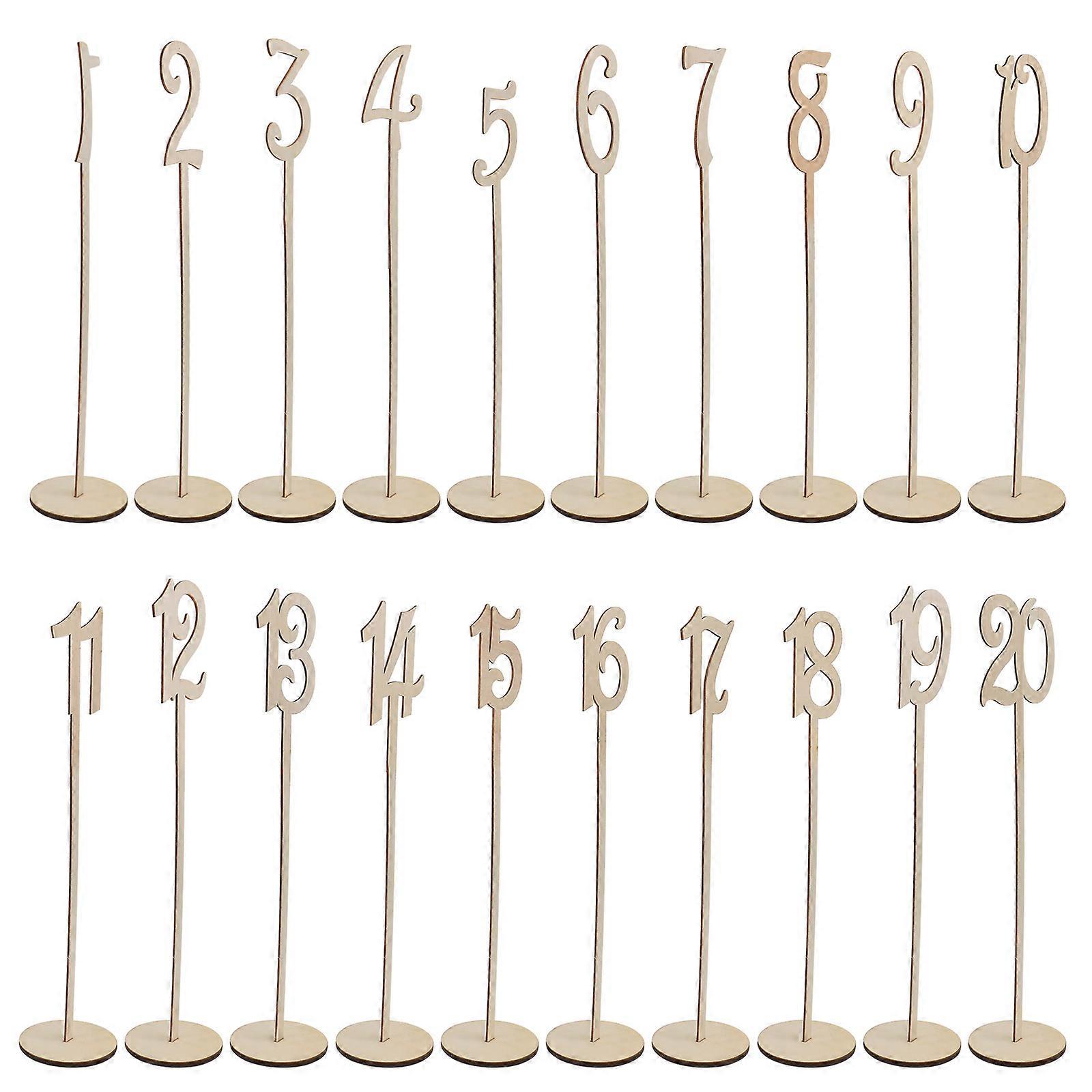 Wood Table Numbers for Wedding Seating Marking 3Sets Beige