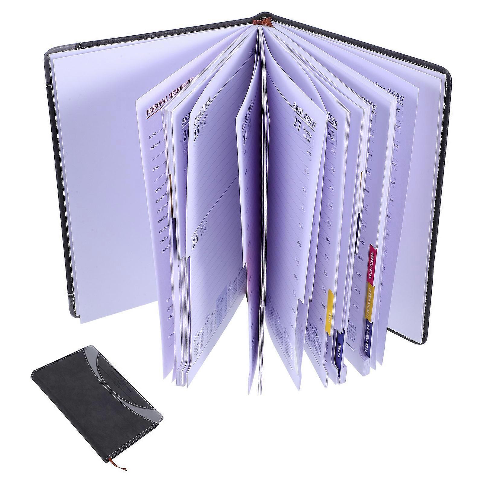 2026 Planner Notebook A5 PU Cover with Monthly Index Bookmarks 4Pcs