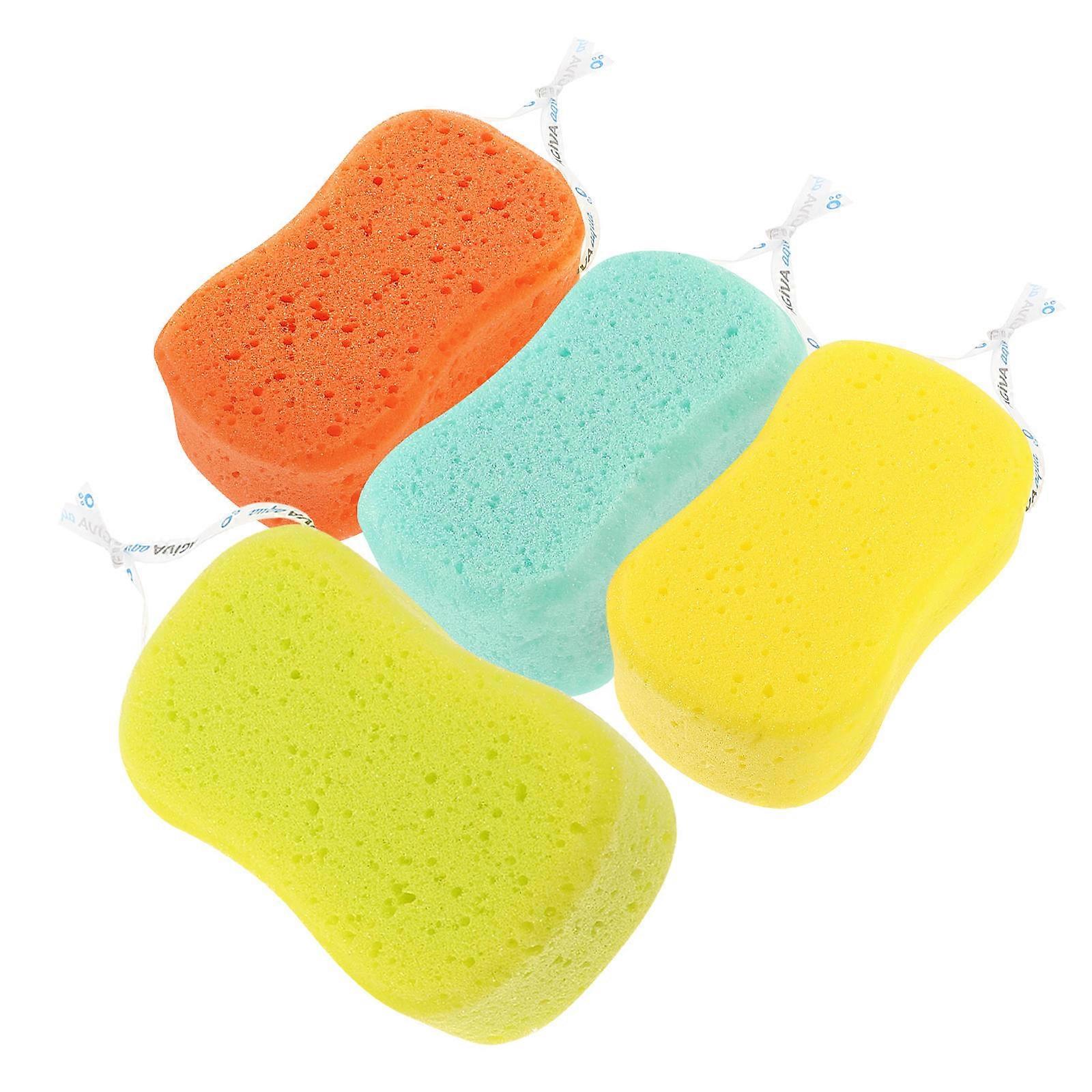 Natural Loofah Back Scrubber Deep Cleansing Sponge Pads Assorted Color for Shower 14.5x8x5.5cm 4Set