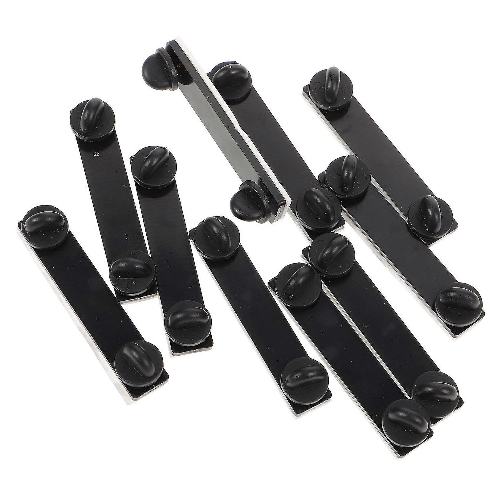Clutch Pin Backings Rectangular Locking Pin Backs for Crafts 10Pcs Black Plastic Metal