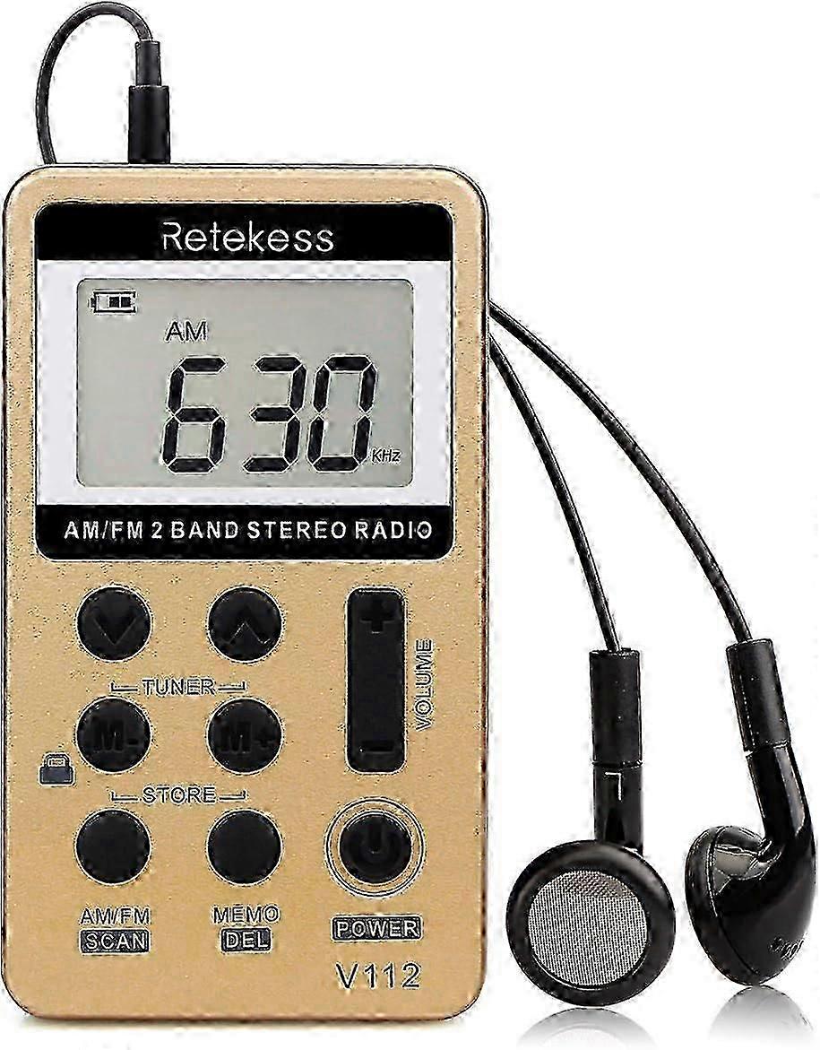 V112 AM/FM Personal Pocket Radio Portable Mini Receiver with Rechargeable