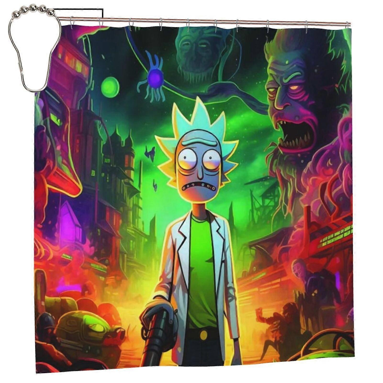 Rick & Morty Shower Curtain - Blackout, Waterproof, Mildew Resistant, 60x72, One Size, Patchwork Art Print