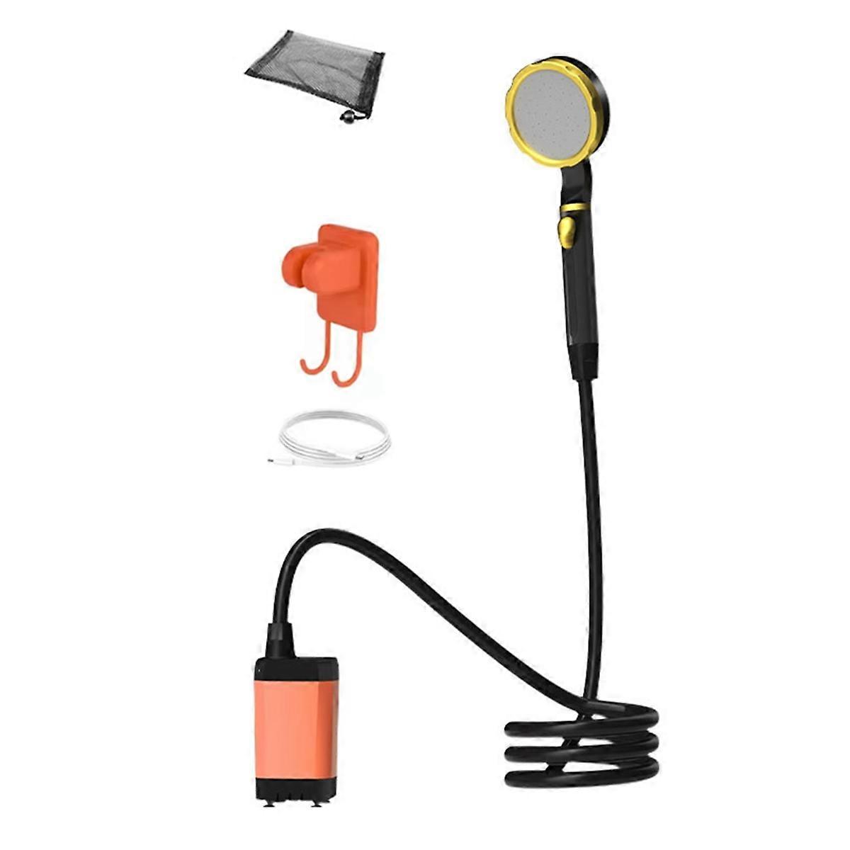 Shower Kit Camping Shower Pump Full Screen Digital Display Orange
