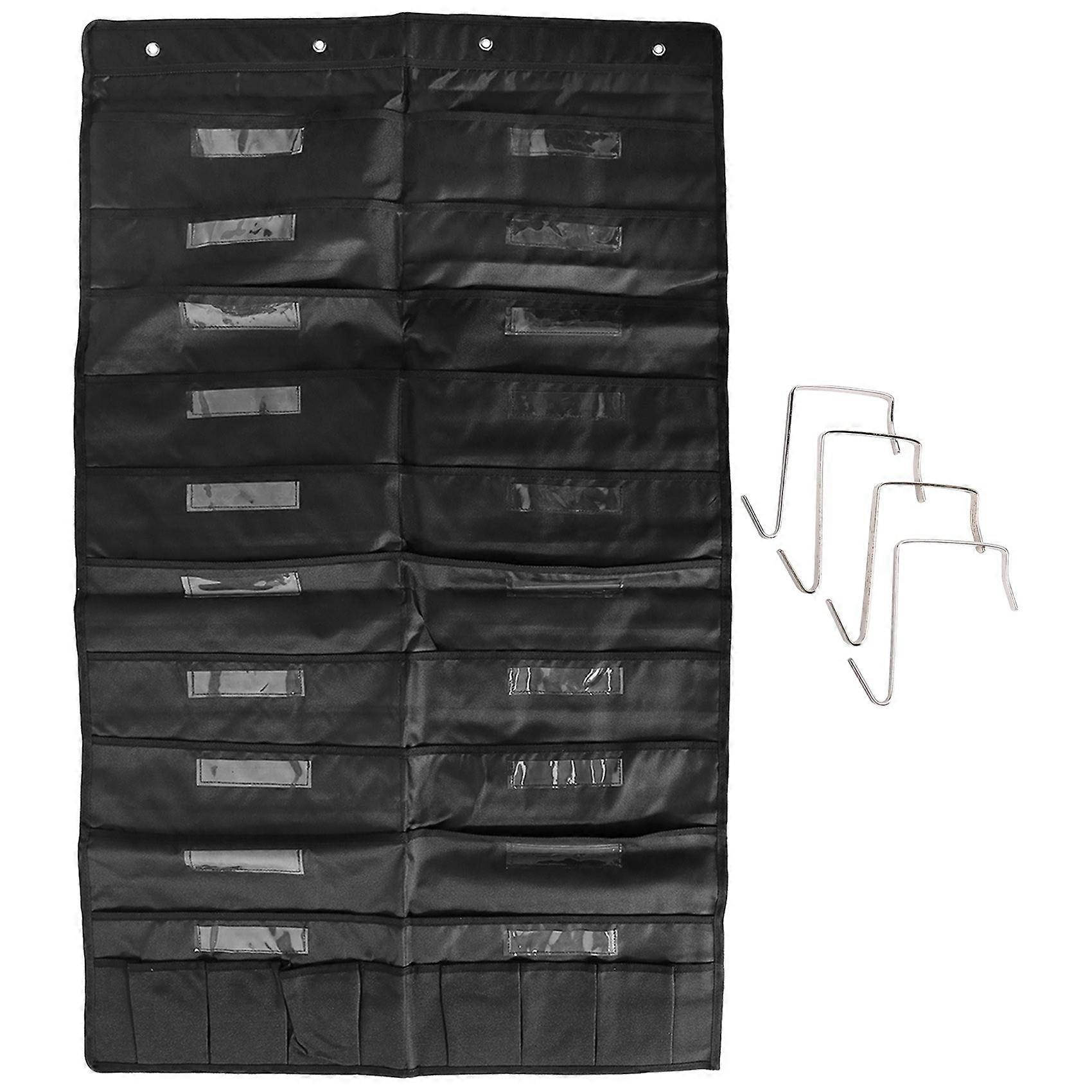20 Pocket Door File Organizer With Name Tag,Black With 4 Hangers
